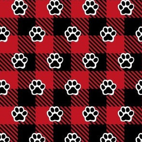 Flannel Paw Print Dog Bandana w/trim