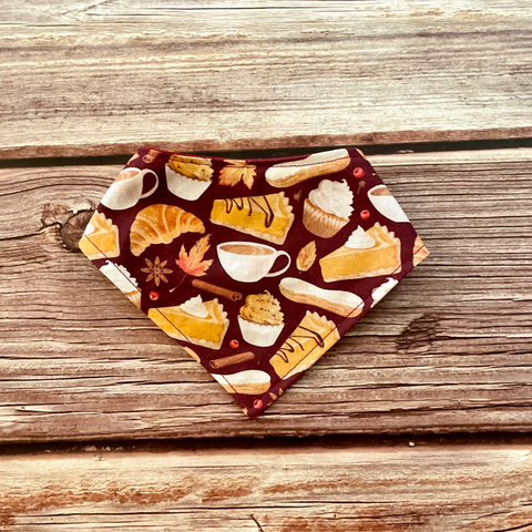 Yum! Fall Snacks Dog Bandana w/trim
