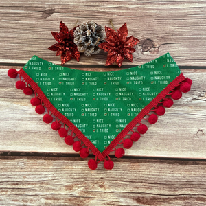 Naughty, Nice , I Tried Dog  Bandana w/trim